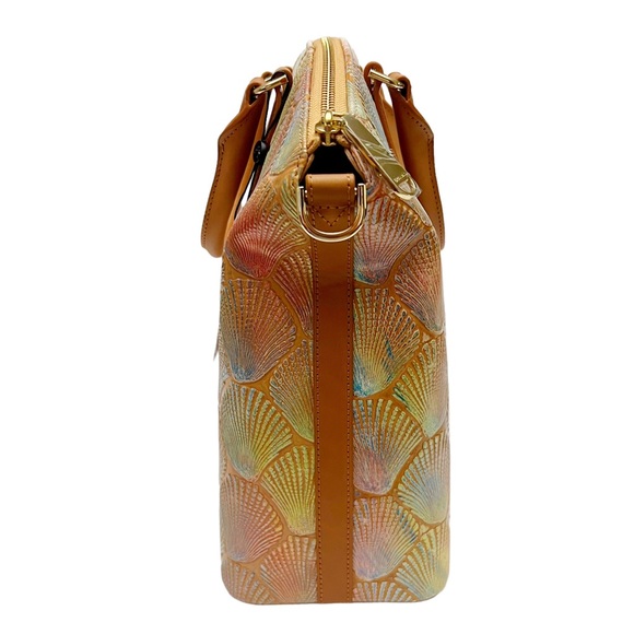 Brahmin Large Duxbury Satchel Scallop Bondi Pastel Seashell Embossed Leather - Picture 8 of 13